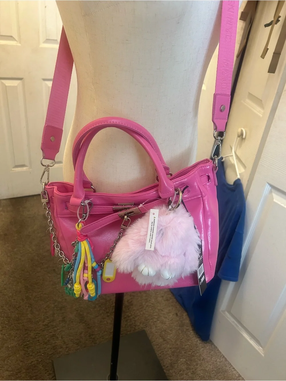 Steve Madden Hot Pink Satchel with Removable Strap